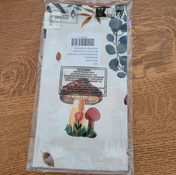 Natalie Lete Marais Mushroom Dish Towel -  cream, greens, browns - Picture 7 of 7